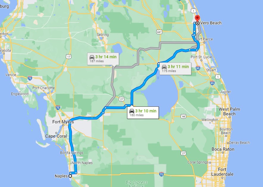 distance from naples to vero beach